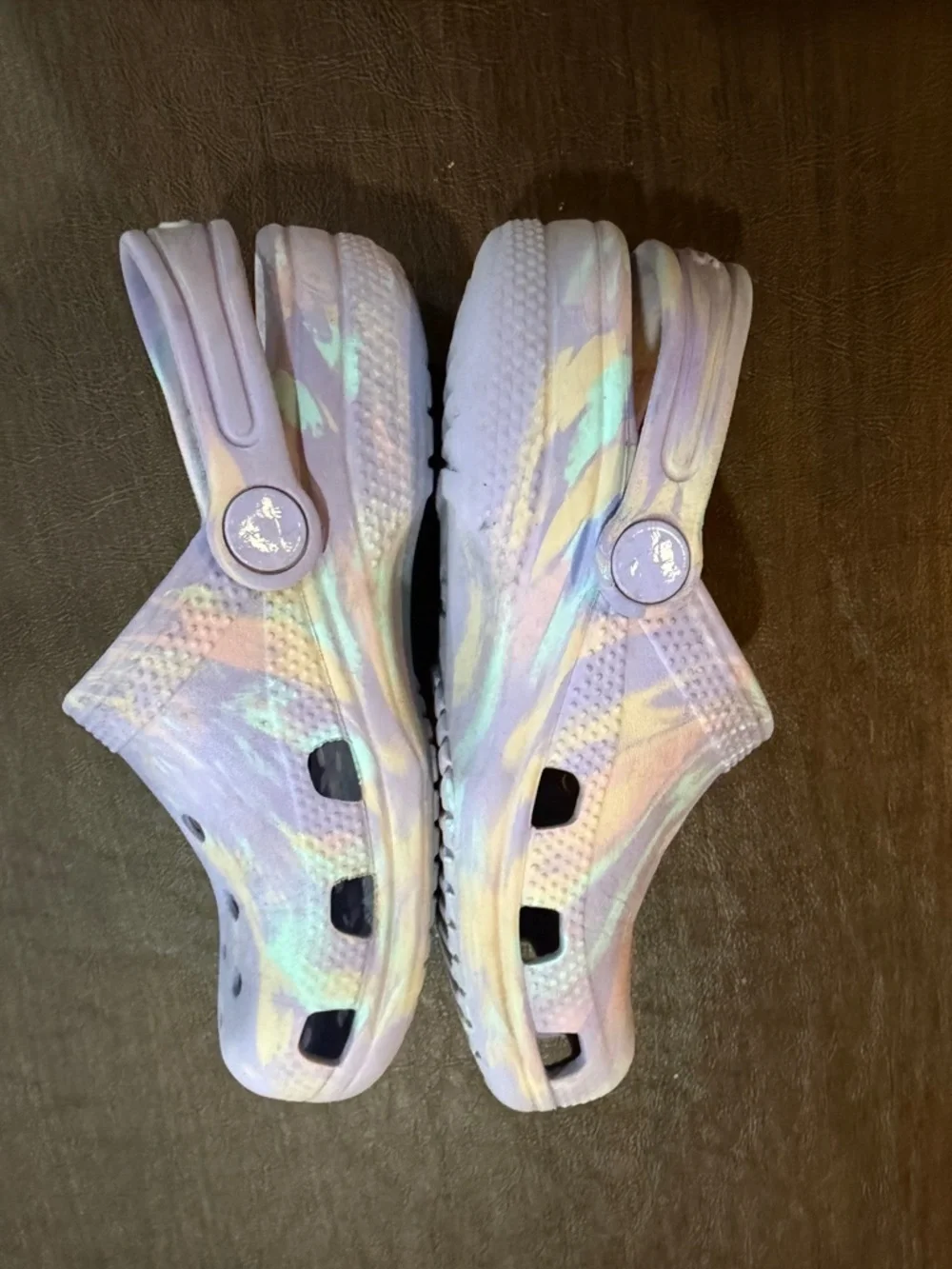 Crocs Kids Lavender Marbled Classic Iridescent Clogs Sz 12